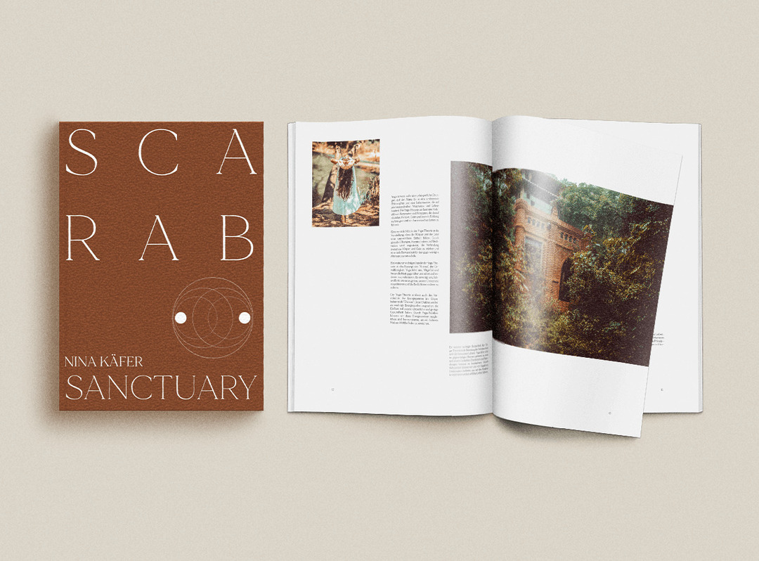 Buchcover und Innenseiten im Brand Design für Scarab Sanctuary