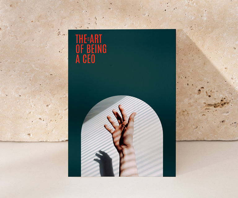 Grünes Cover mit roter Schrift im Brand Design für The Art of Being a CEO
